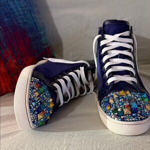 Christian Louboutin Blue Embellished Sneakers.  Worn once great condition